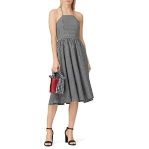 Slate and Willow black and white gingham tie halter midi dress Size 4 Retro